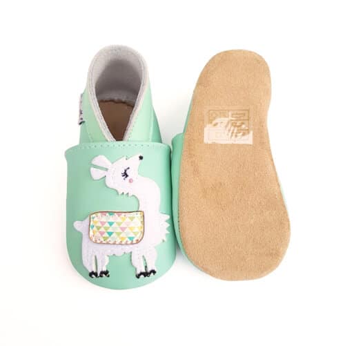 Chaussons enfant cuir souple lamas - lait et miel