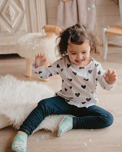 Chaussons enfant cuir souple lamas - lait et miel
