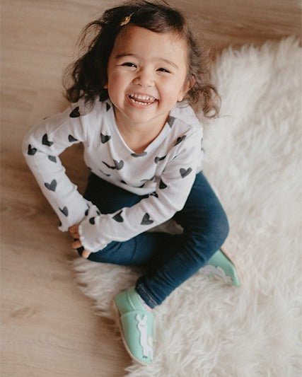 Chaussons enfant cuir souple lamas - lait et miel