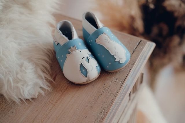 Chaussons enfant cuir souple ours - lait et miel