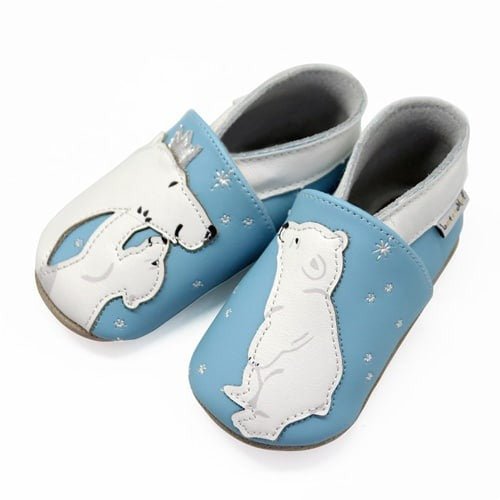 Chaussons enfant cuir souple ours - lait et miel