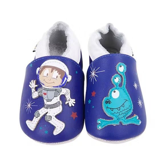 Chaussons enfant cuir souple spationaute - lait et miel