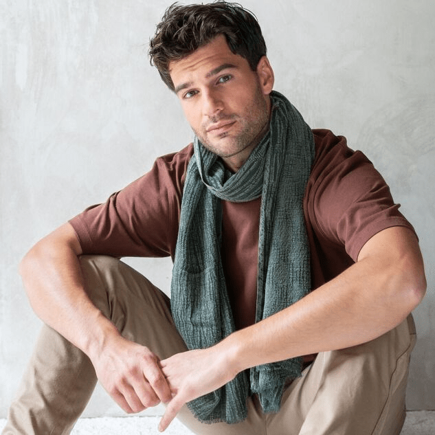 Chèche homme kaki - Foulard en coton bio AV08 Paris