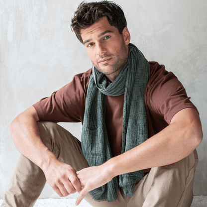 Chèche homme kaki - Foulard en coton bio AV08 Paris - Lili Margaret