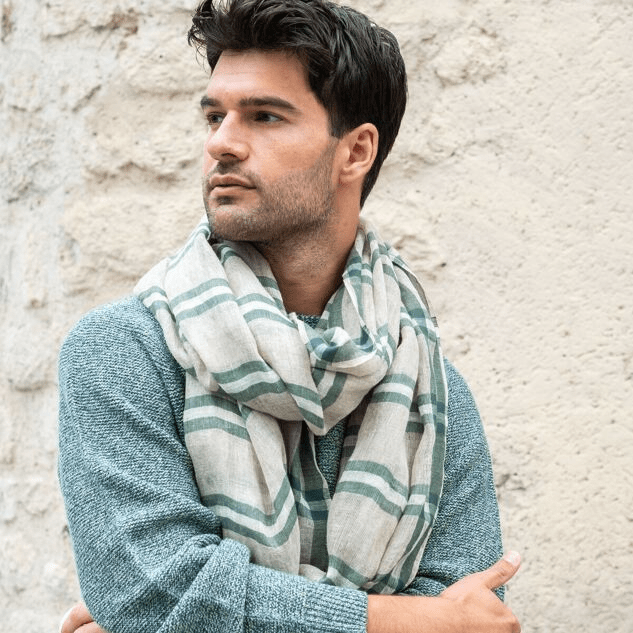 Chèche homme lin rayé Kakadu - AV08 Paris