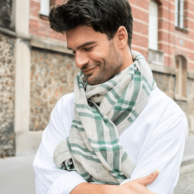 Chèche homme lin rayé Kakadu - AV08 Paris