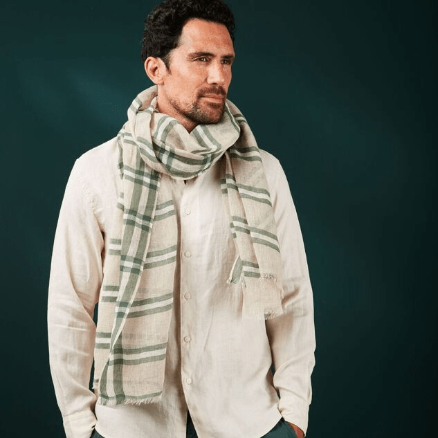 Chèche homme lin rayé Kakadu - AV08 Paris