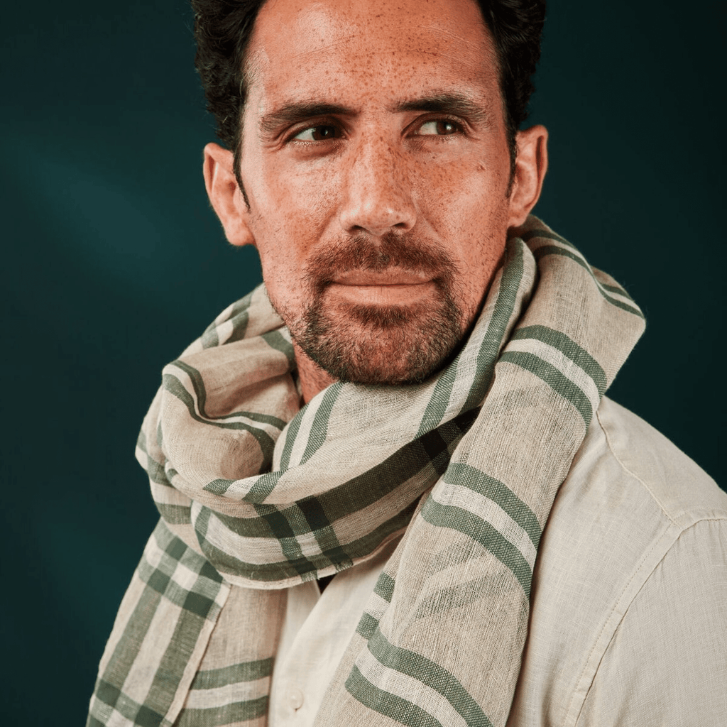 Chèche homme lin rayé Kakadu - AV08 Paris