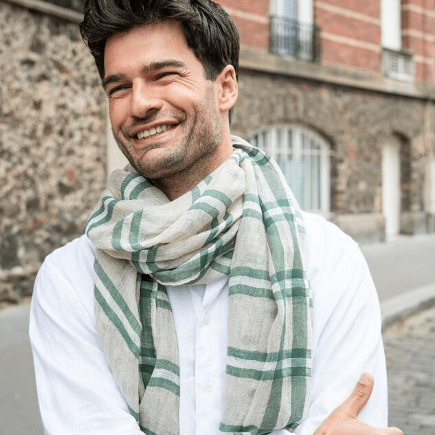 Chèche homme lin rayé Kakadu - AV08 Paris
