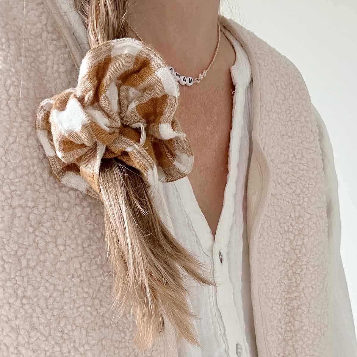Chouchou cheveux vichy caramel - Rose in April