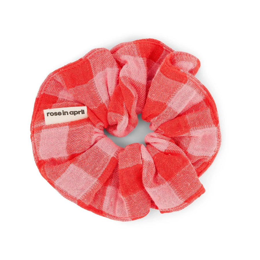 Chouchou cheveux vichy rose et rouge