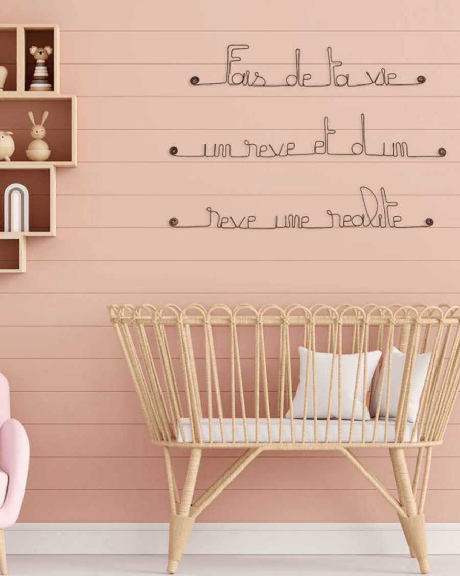 Citation murale en fil de fer "fais de ta vie un rêve"