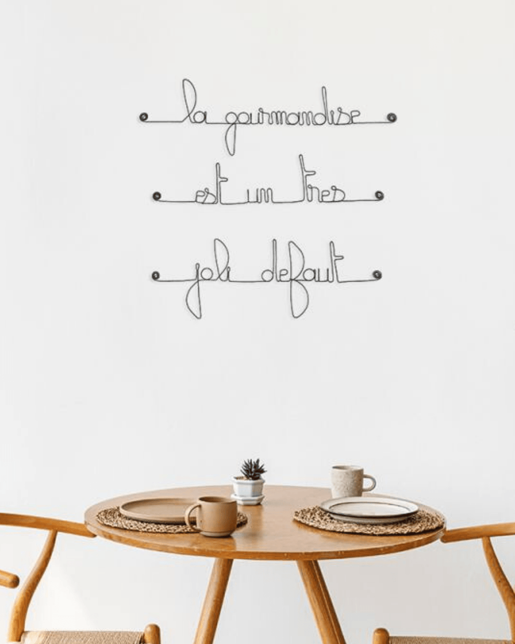 Citation murale en fil de fer "gourmandise" - bijoux de mur