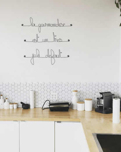 CITATION MURALE EN FIL DE FER &quot;GOURMANDISE&quot; - Bijoux de Mur - Lili Margaret