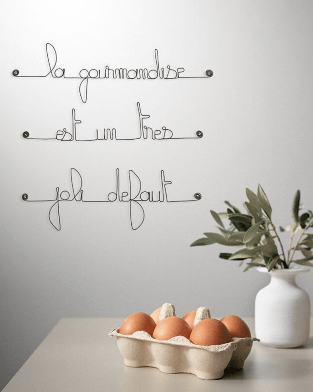 Citation murale en fil de fer "gourmandise" - bijoux de mur