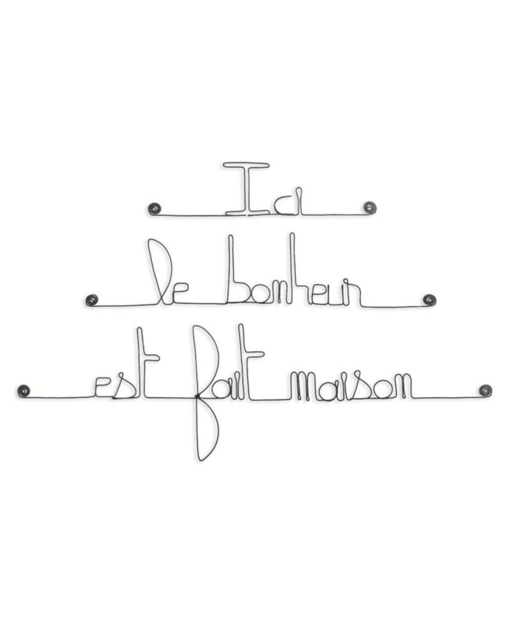 Citation murale en fil de fer "ici le bonheur est fait maison" - bijoux de mur