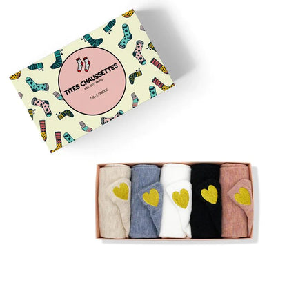 COFFRET CADEAU CHAUSSETTES FEMME COEUR DORÉ - Tites Chaussettes