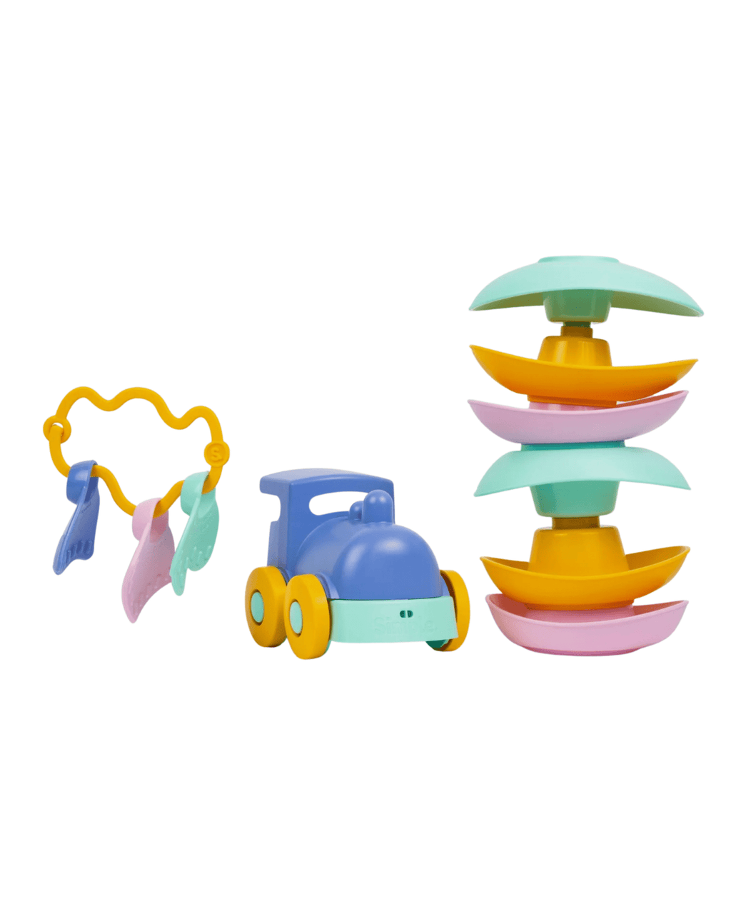Coffret jouets d'eveil en plastique recyclé - le jouet simple.