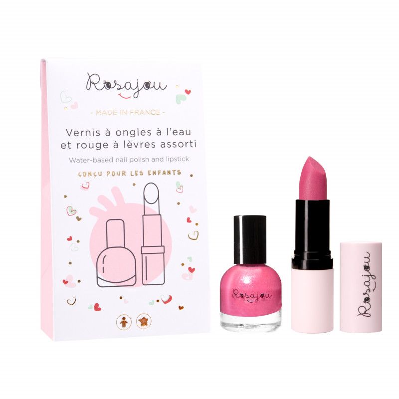 COFFRET VERNIS ET ROUGE A LÈVRES ENFANT ROSE RUBIS - Rosajou - Lili Margaret