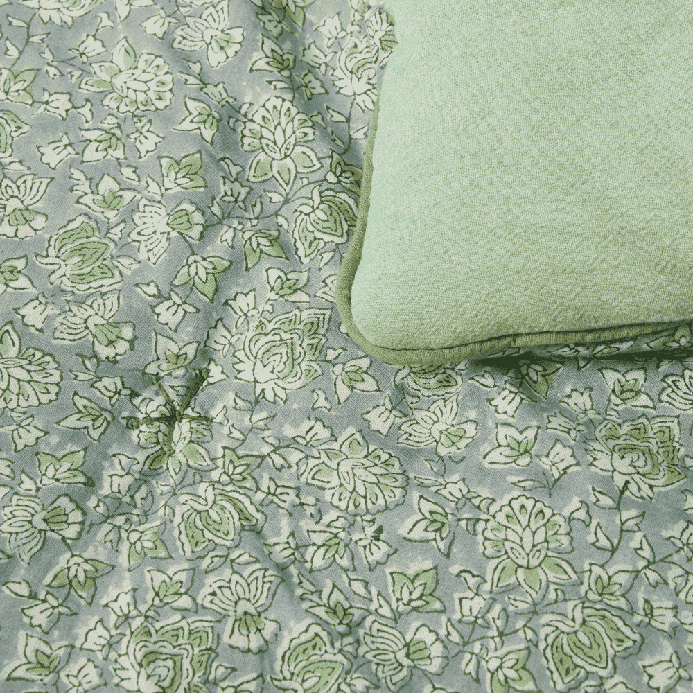 Courtepointe boutis Arushi blue green - bonheur du jour