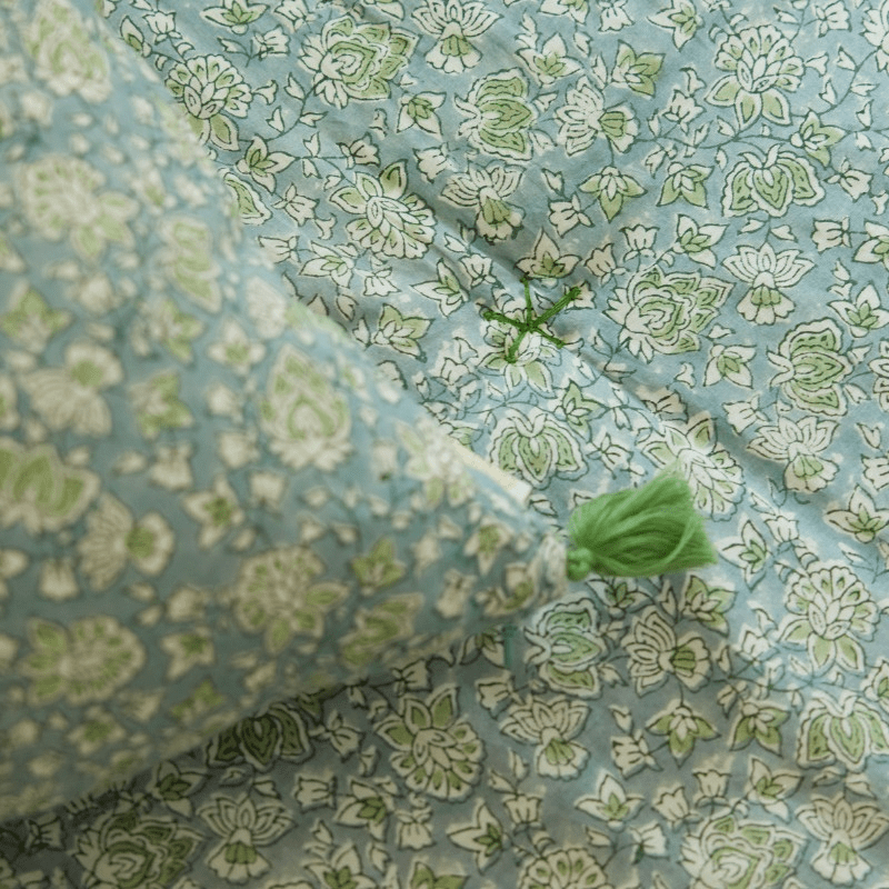 Courtepointe boutis Arushi blue green - bonheur du jour