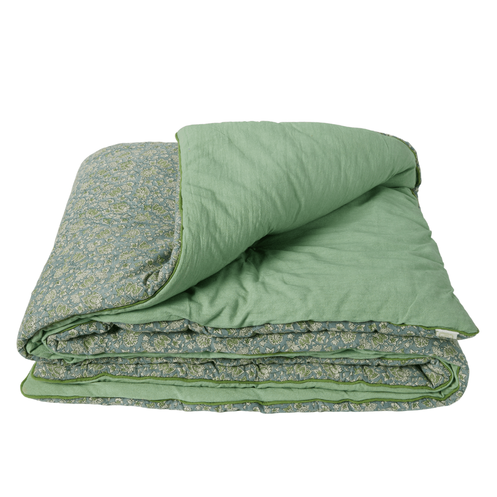 Courtepointe boutis Arushi blue green - bonheur du jour