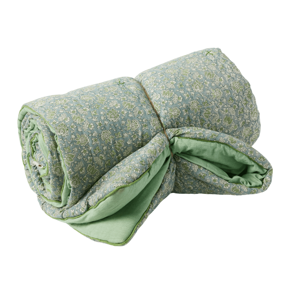 Courtepointe boutis Arushi blue green - bonheur du jour