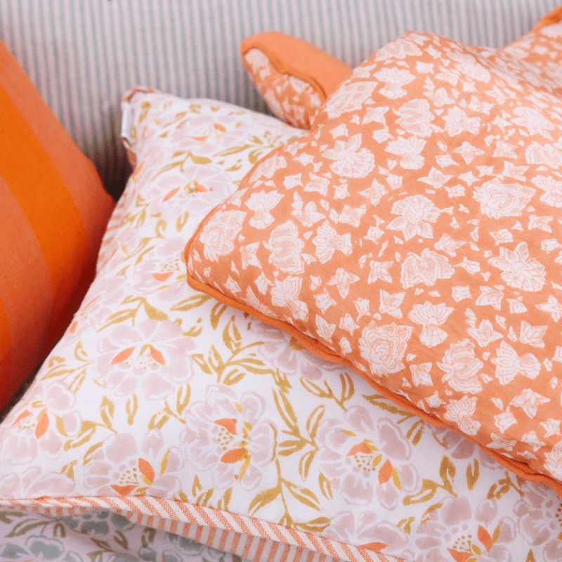 Courtepointe boutis imprimé fleurs Arushi Pumpkin - bonheur du jour
