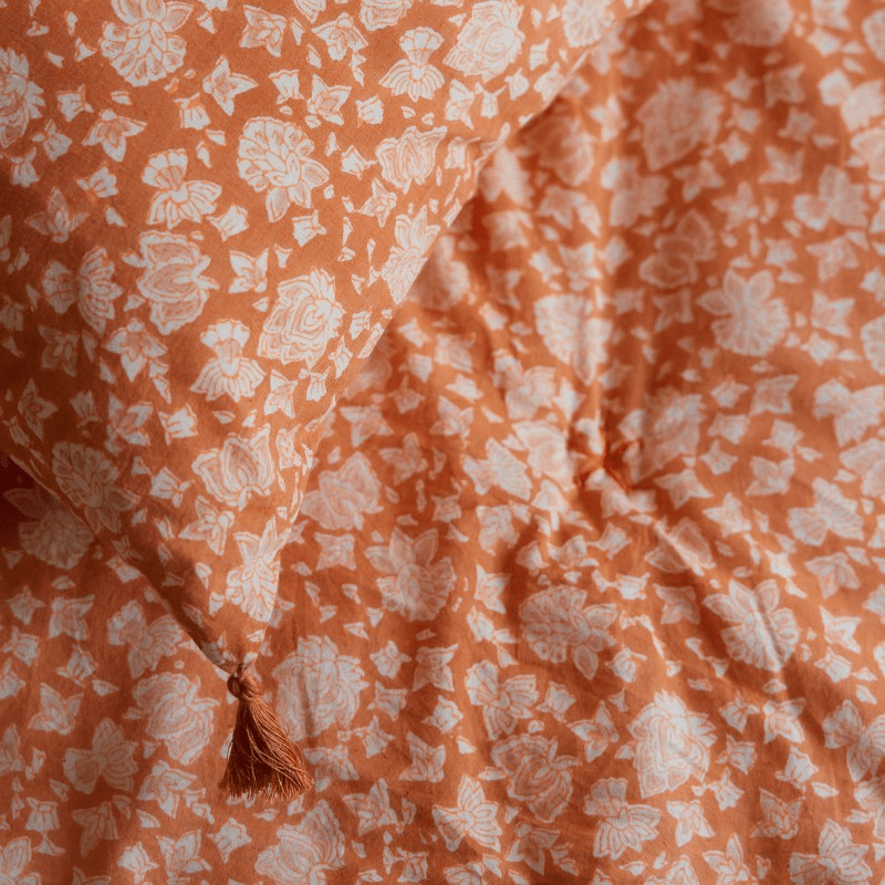 Courtepointe boutis imprimé fleurs Arushi Pumpkin - bonheur du jour