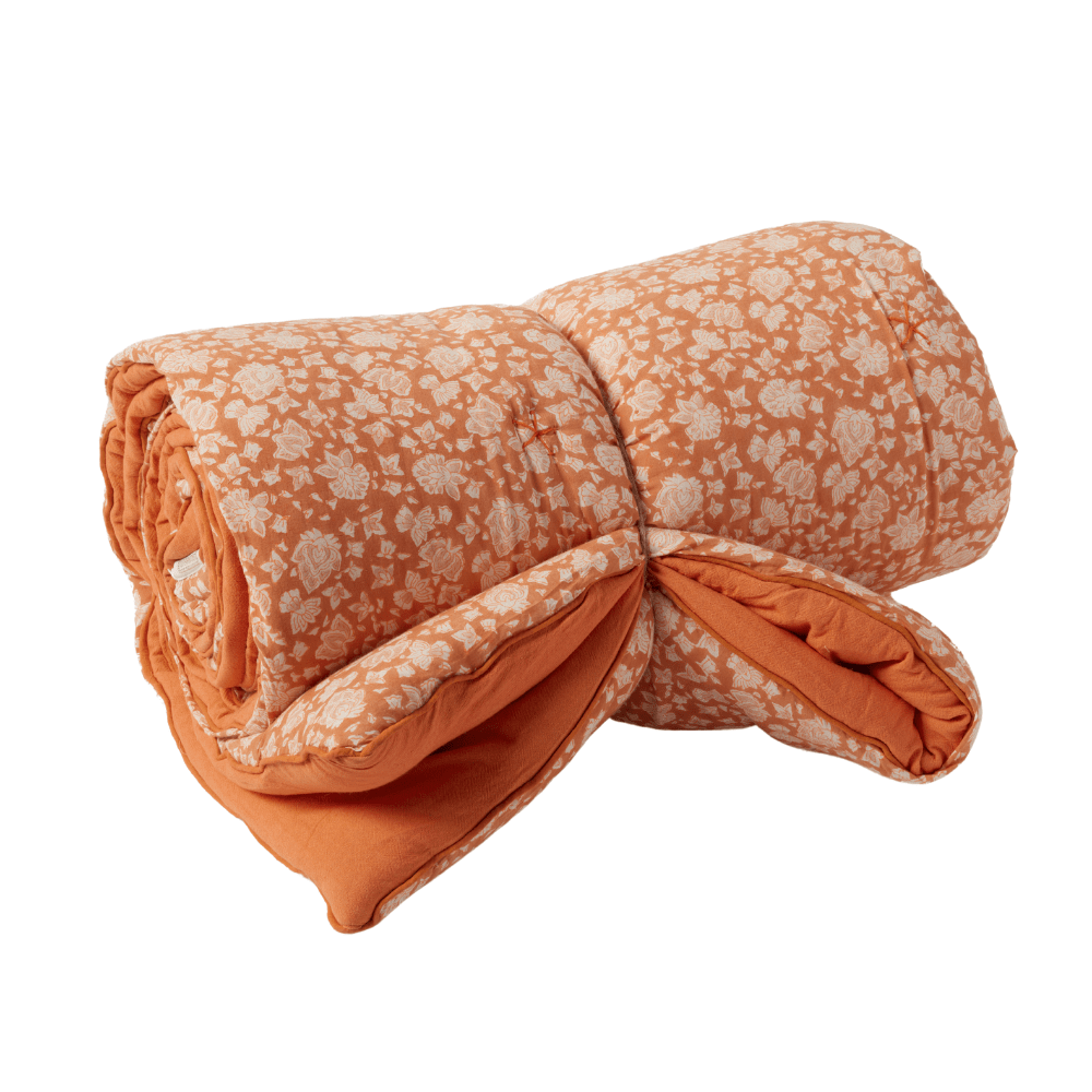 Courtepointe boutis imprimé fleurs Arushi Pumpkin - bonheur du jour - Lili Margaret