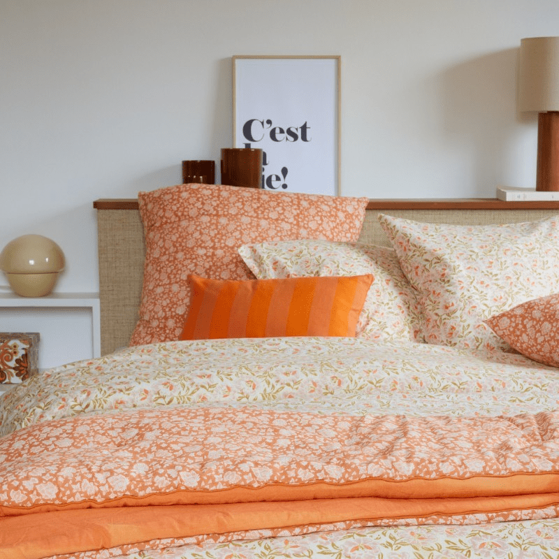 Courtepointe boutis imprimé fleurs Arushi Pumpkin - bonheur du jour - Lili Margaret