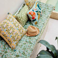 Courtepointe boutis imprimé fleurs meera blue green - bonheur du jour