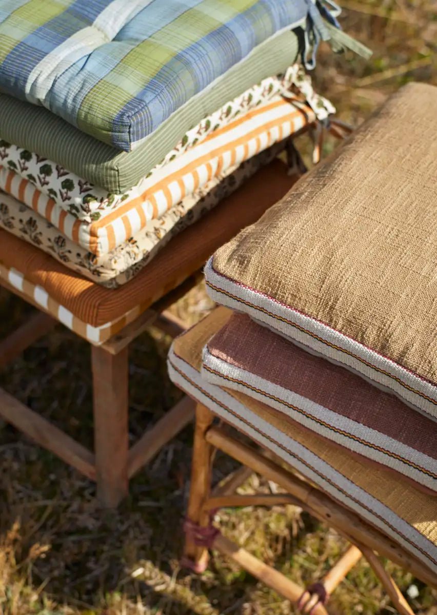 Coussin de chaise en coton à carreaux - Madam Stoltz