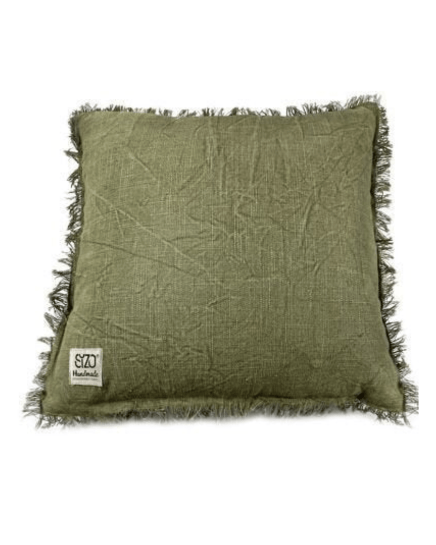 Coussin olive 45x45 cm en coton