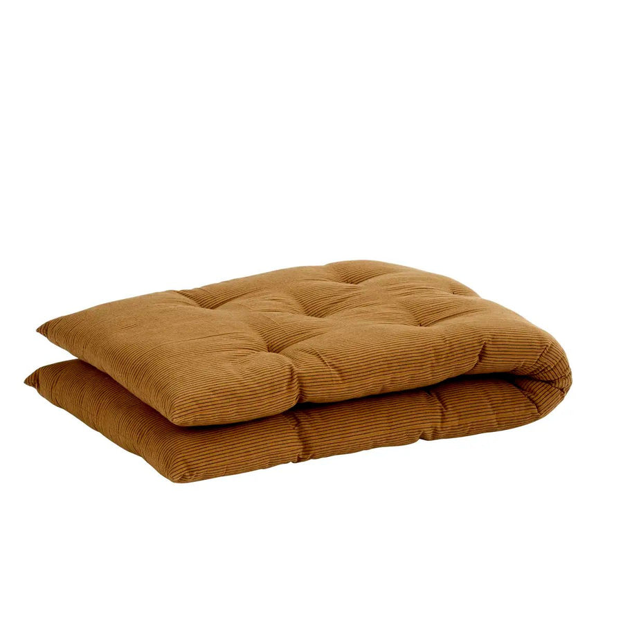 Coussin de banc en coton matelassé camel à rayures noires