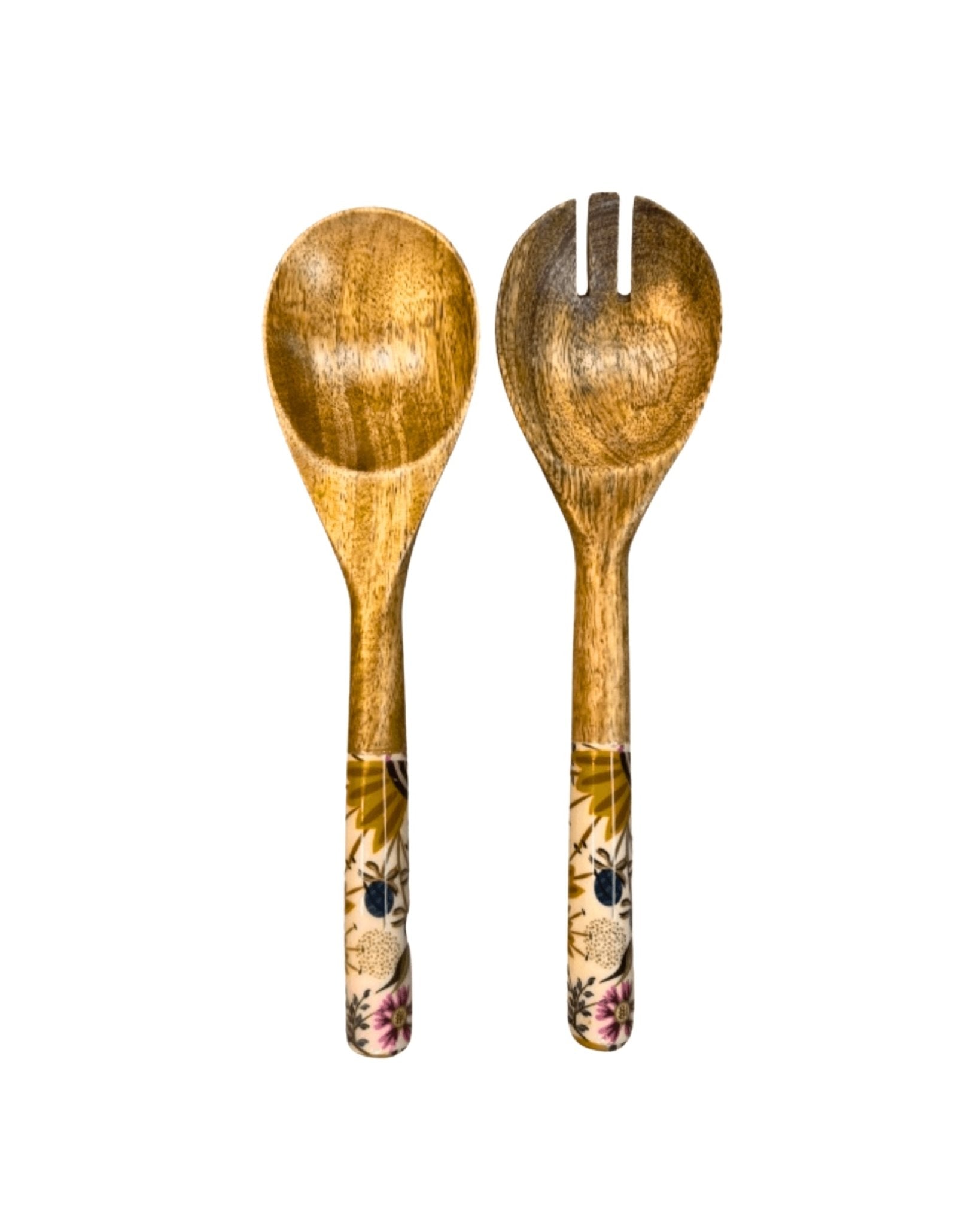 Couverts à salade en bois champ fleuri