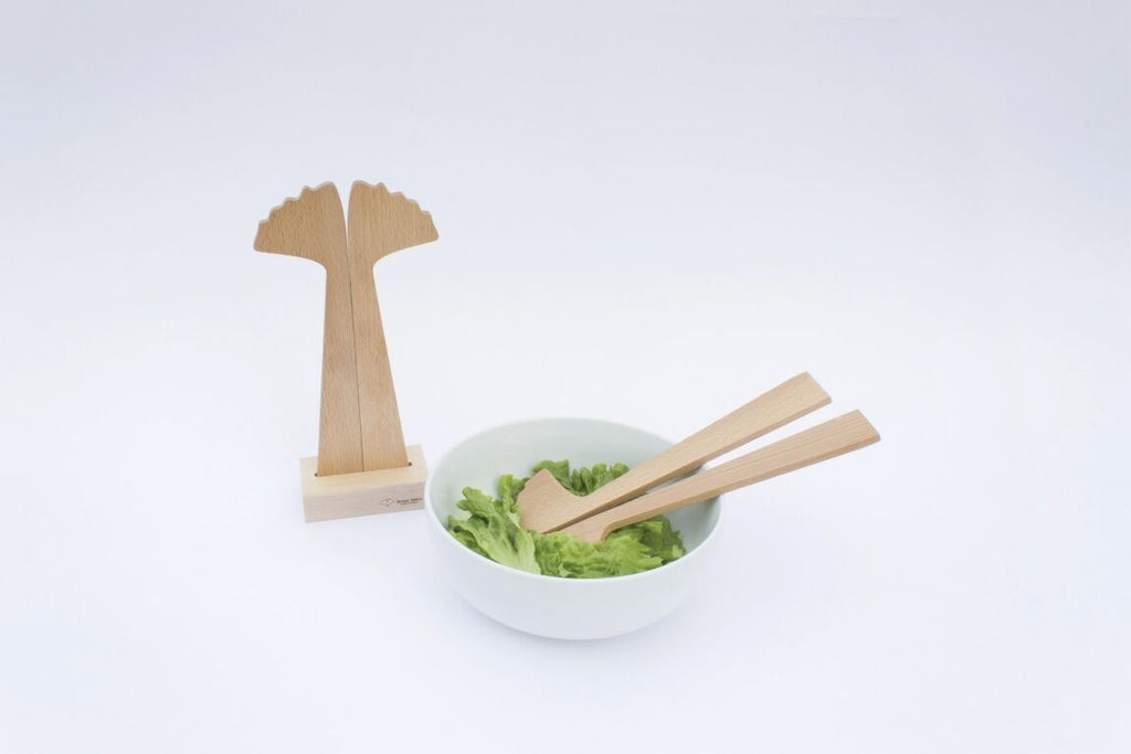 Couverts à salade en bois "ginkgo" - reine mère