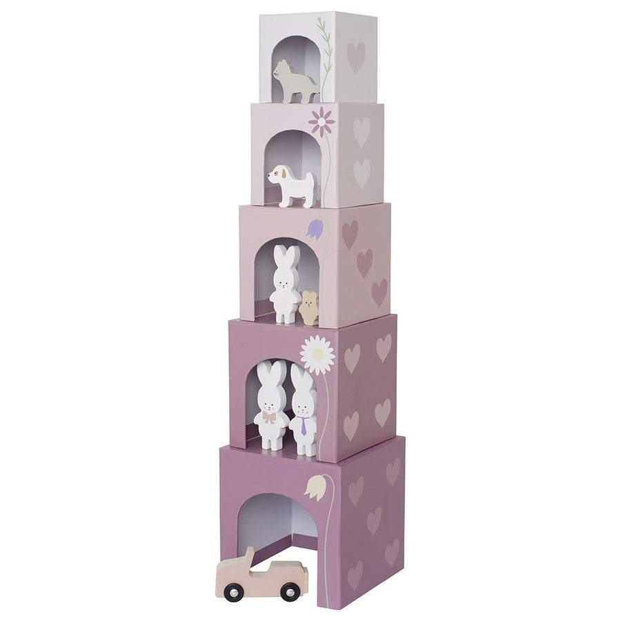 Cubes empilables lapin en bois