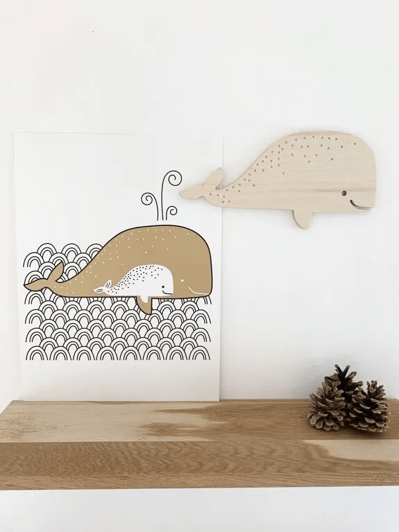 DÉCORATION MURALE EN BOIS BALEINE - Les petites hirondelles - Lili Margaret
