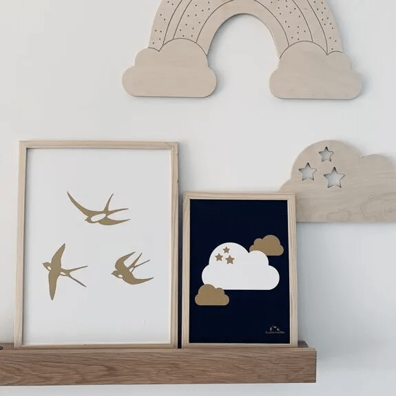 DÉCORATION MURALE EN BOIS NUAGE ETOILÉ - Les petites hirondelles - Lili Margaret