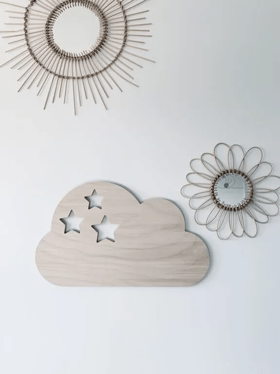 DÉCORATION MURALE EN BOIS NUAGE ETOILÉ - Les petites hirondelles - Lili Margaret
