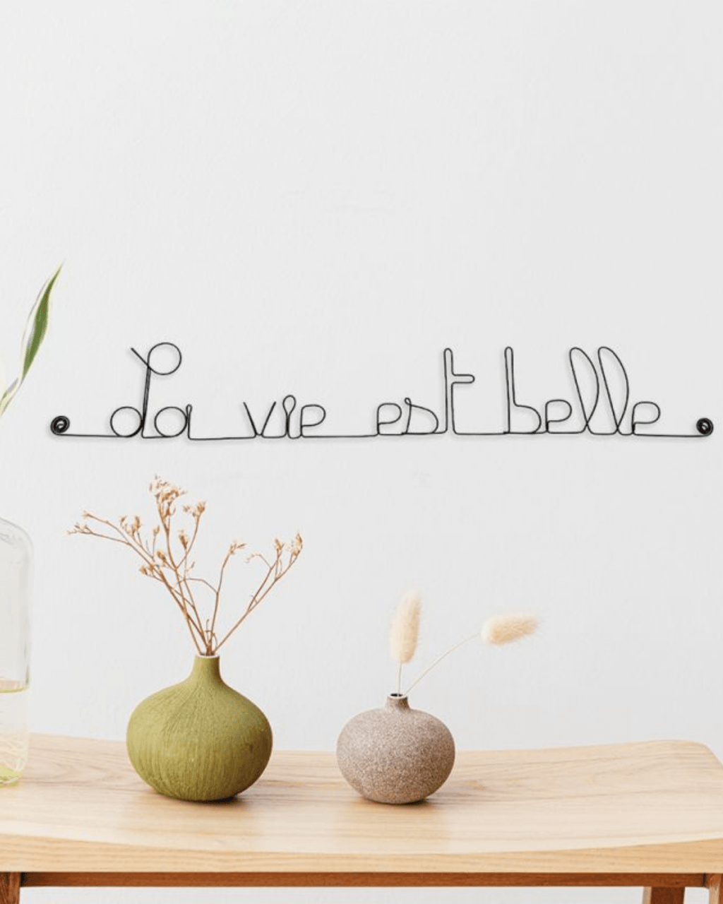 Décoration murale fil de fer "la vie est belle" - bijoux de mur