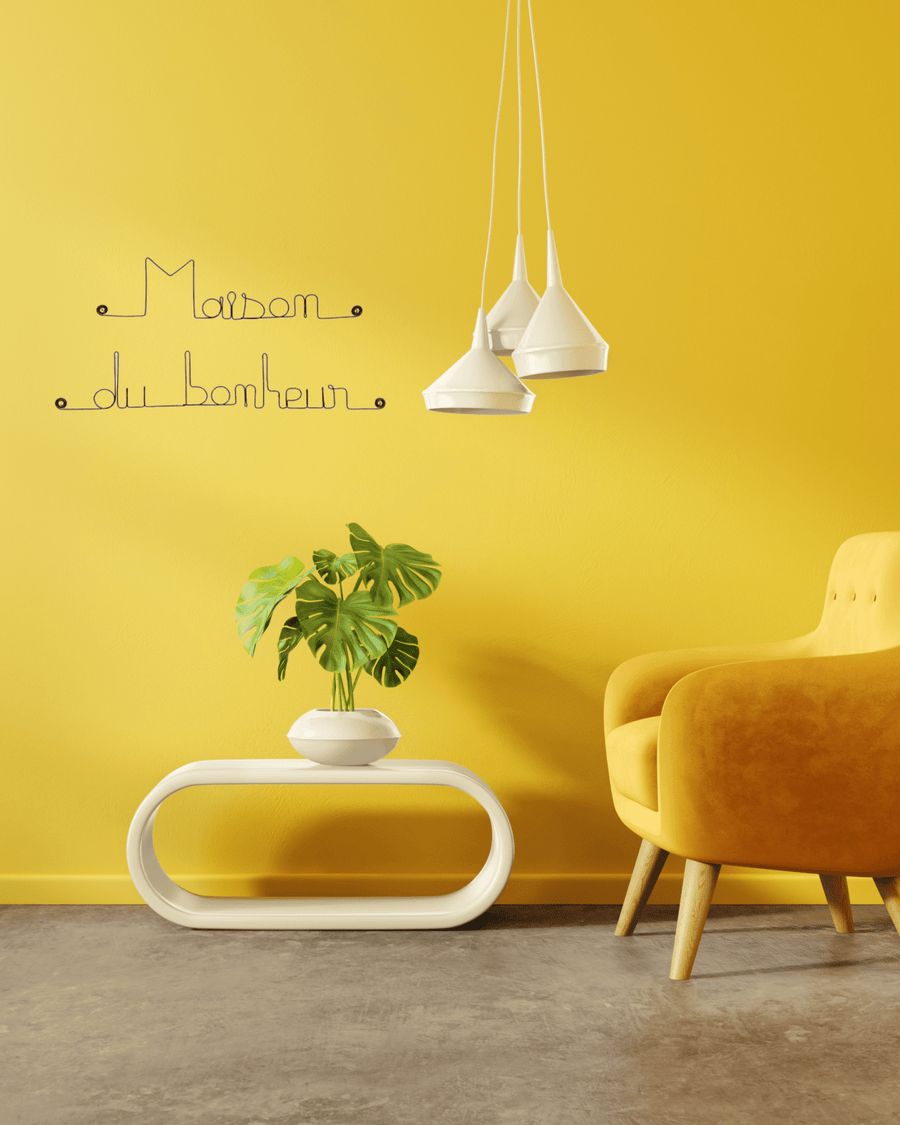 Décoration murale fil de fer "maison du bonheur"