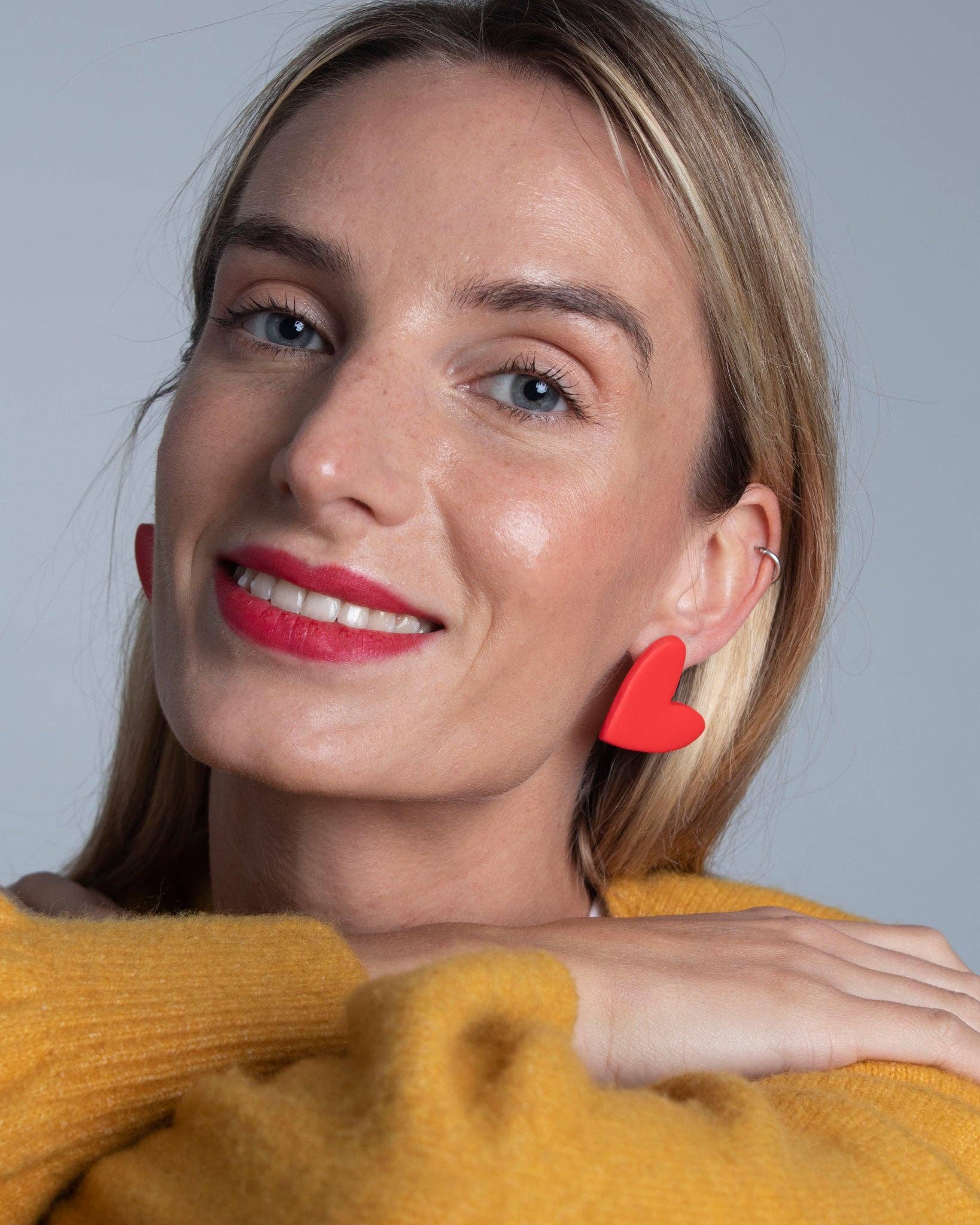 Boucles d’oreilles cœur rouge oversize-Delarosa Studio-