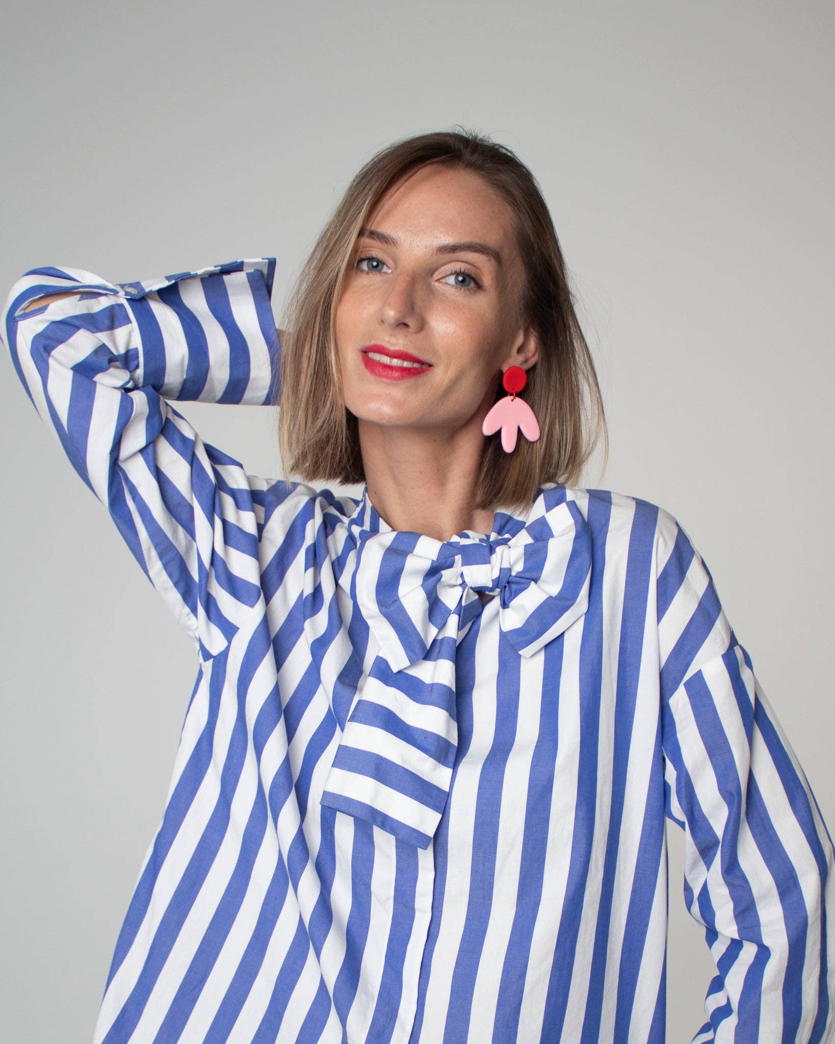 Boucles d’oreilles fleur rose et rouge-Delarosa Studio-