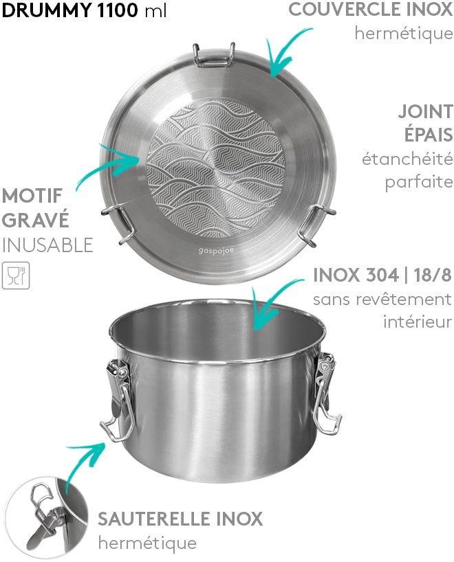 LUNCH BOX INOX GRAVÉES ONDES - Gaspajoe