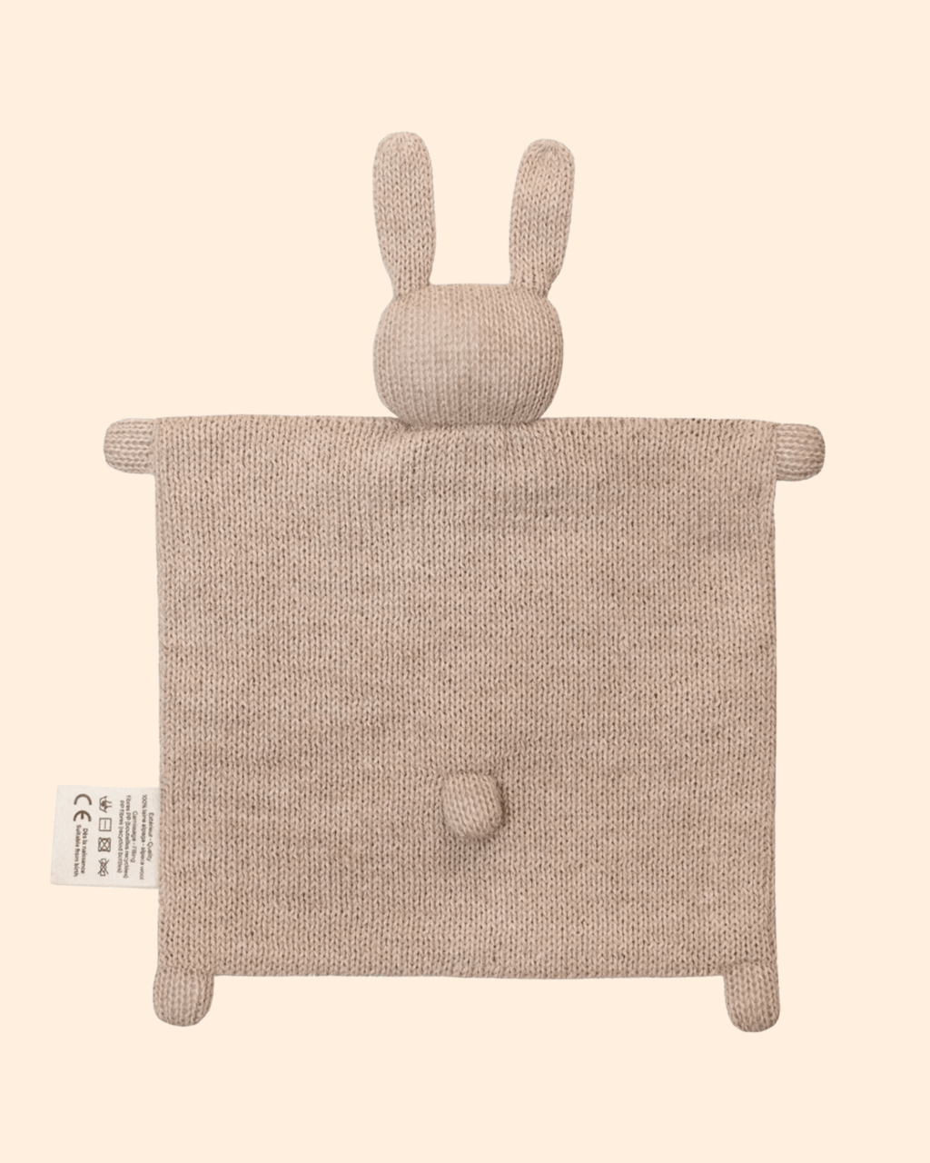 Doudou en laine fait main lapin sable - main sauvage