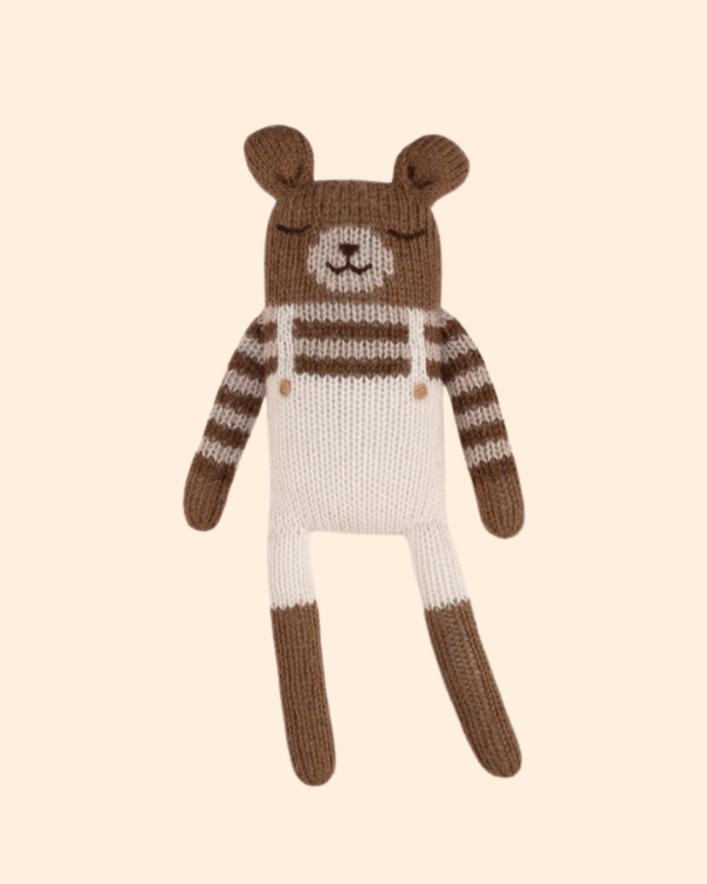 Doudou en laine fait main ourson salopette écrue - main sauvage