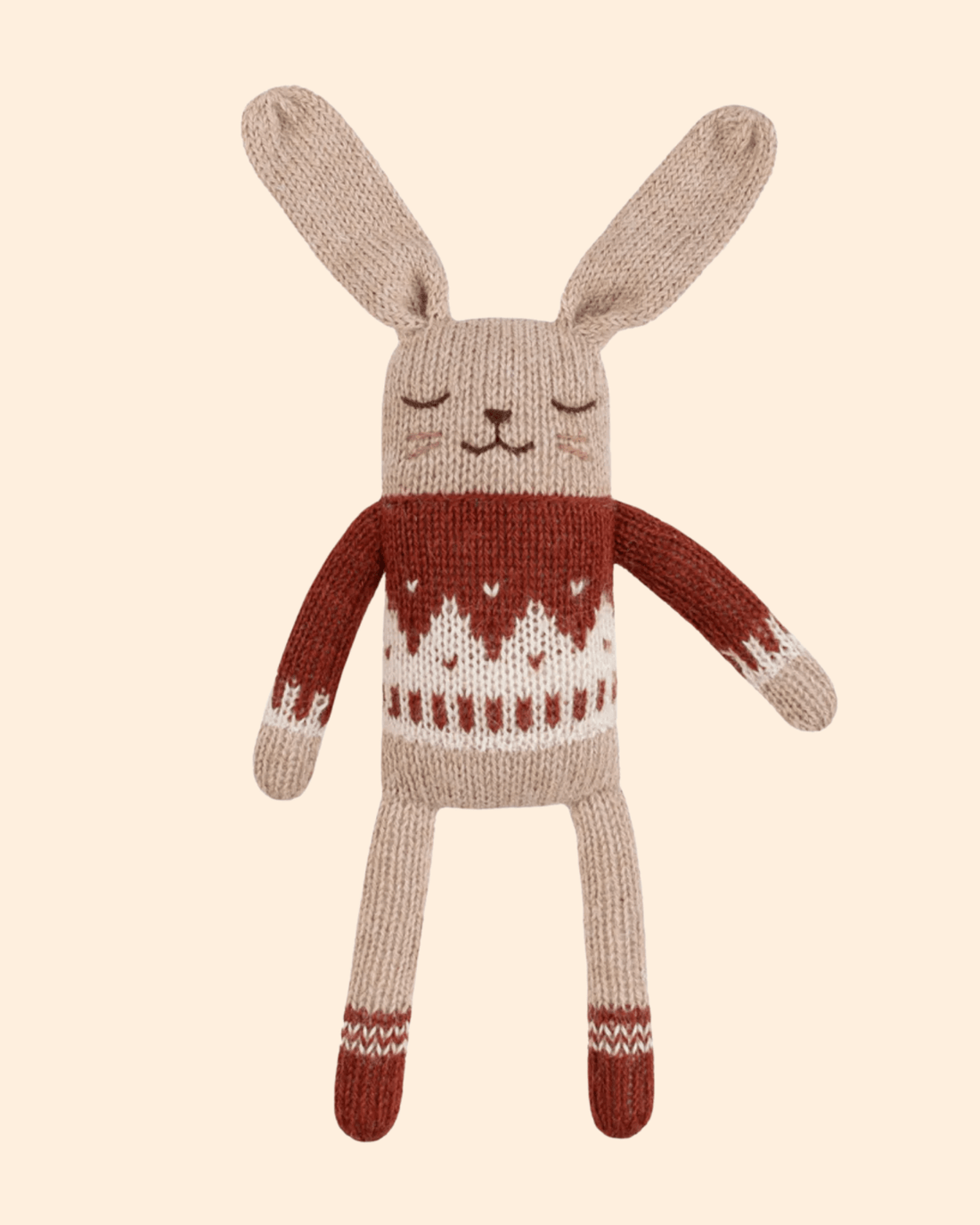 DOUDOU EN LAINE NATURELLE FAIT MAIN LAPIN PULL JACQUARD - Main sauvage - Lili Margaret