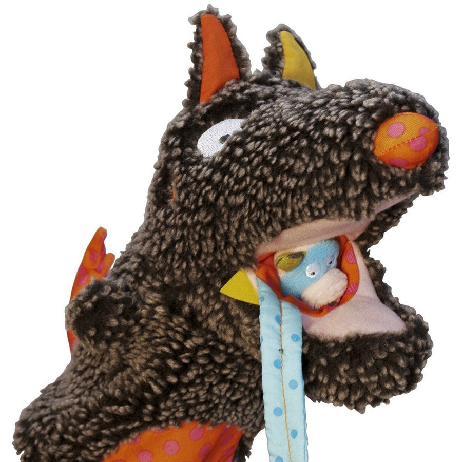 Doudou marionnette loup et ses 3 marionnettes de doigt